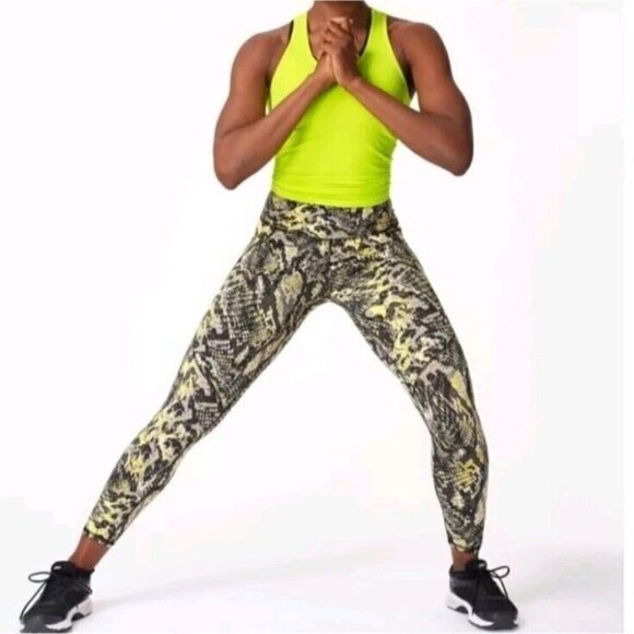 Sweaty Betty Power 7/8 Leggings Yellow Snakeskin Women's Size S Activewear Yoga - Picture 4 of 11